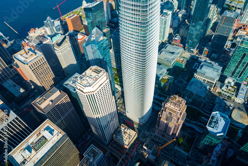 Photography Downtown San Francisco aerial view of skyscrapers