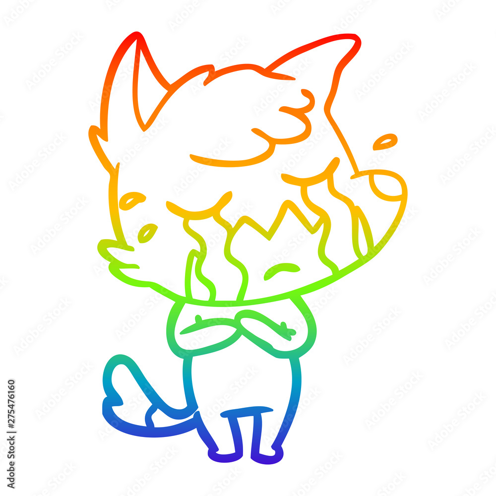 rainbow gradient line drawing crying fox cartoon rainbow gradient line drawing crying fox cartoon