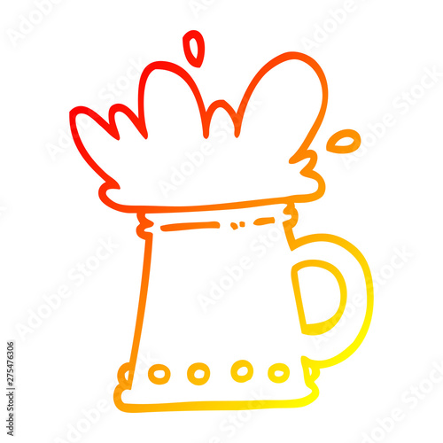 warm gradient line drawing cartoon beer tankard