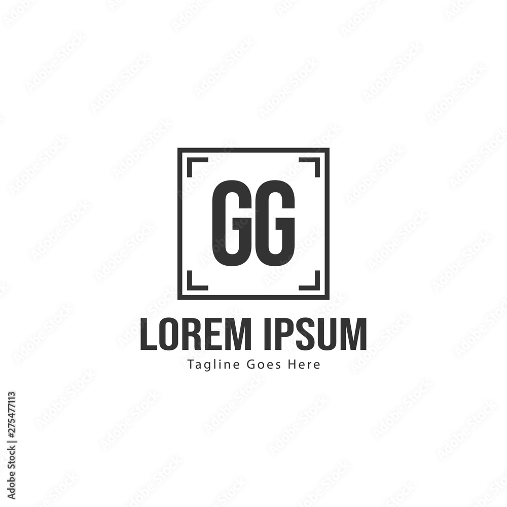 Initial GG logo template with modern frame. Minimalist GG letter logo vector illustration