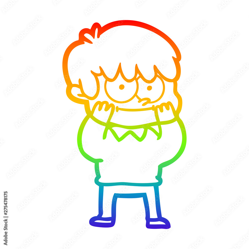 rainbow gradient line drawing happy cartoon man rainbow gradient line drawing happy cartoon man