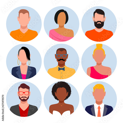Diverse people avatar set