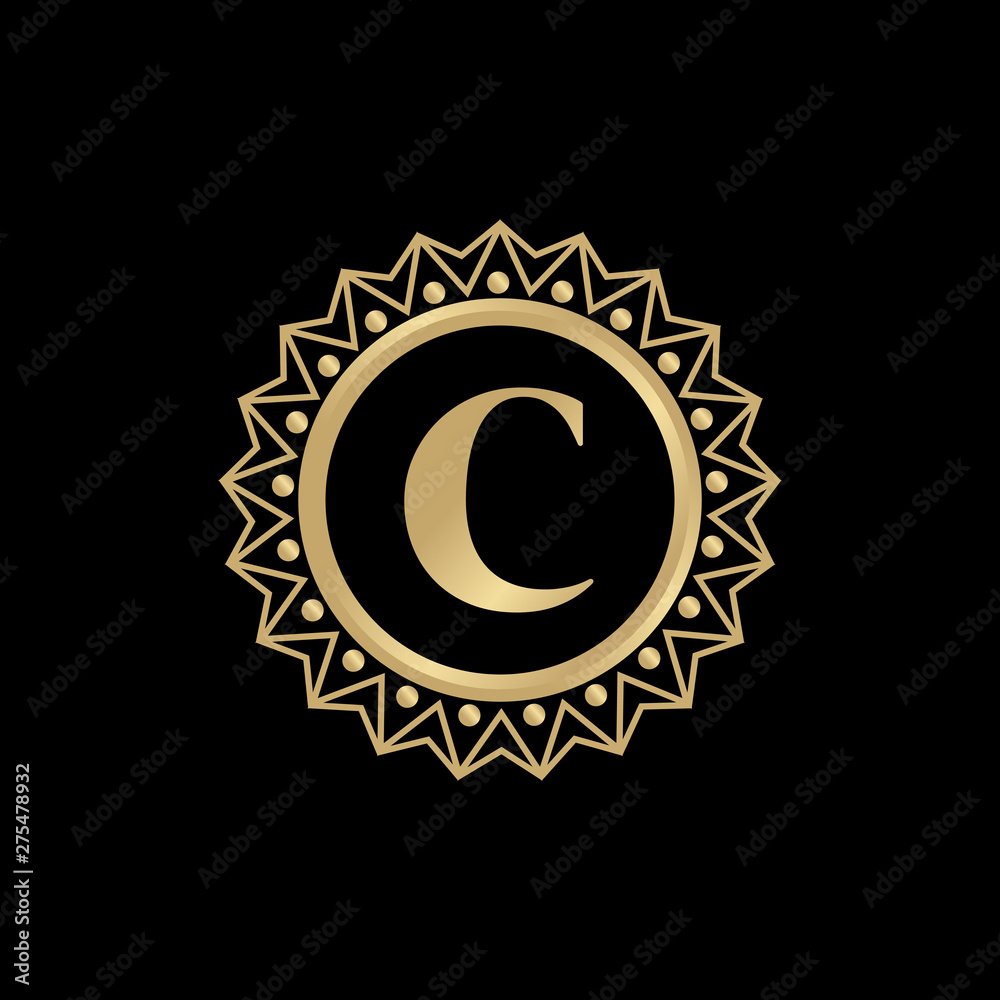 Fototapeta premium Luxury c letter logo design vector template