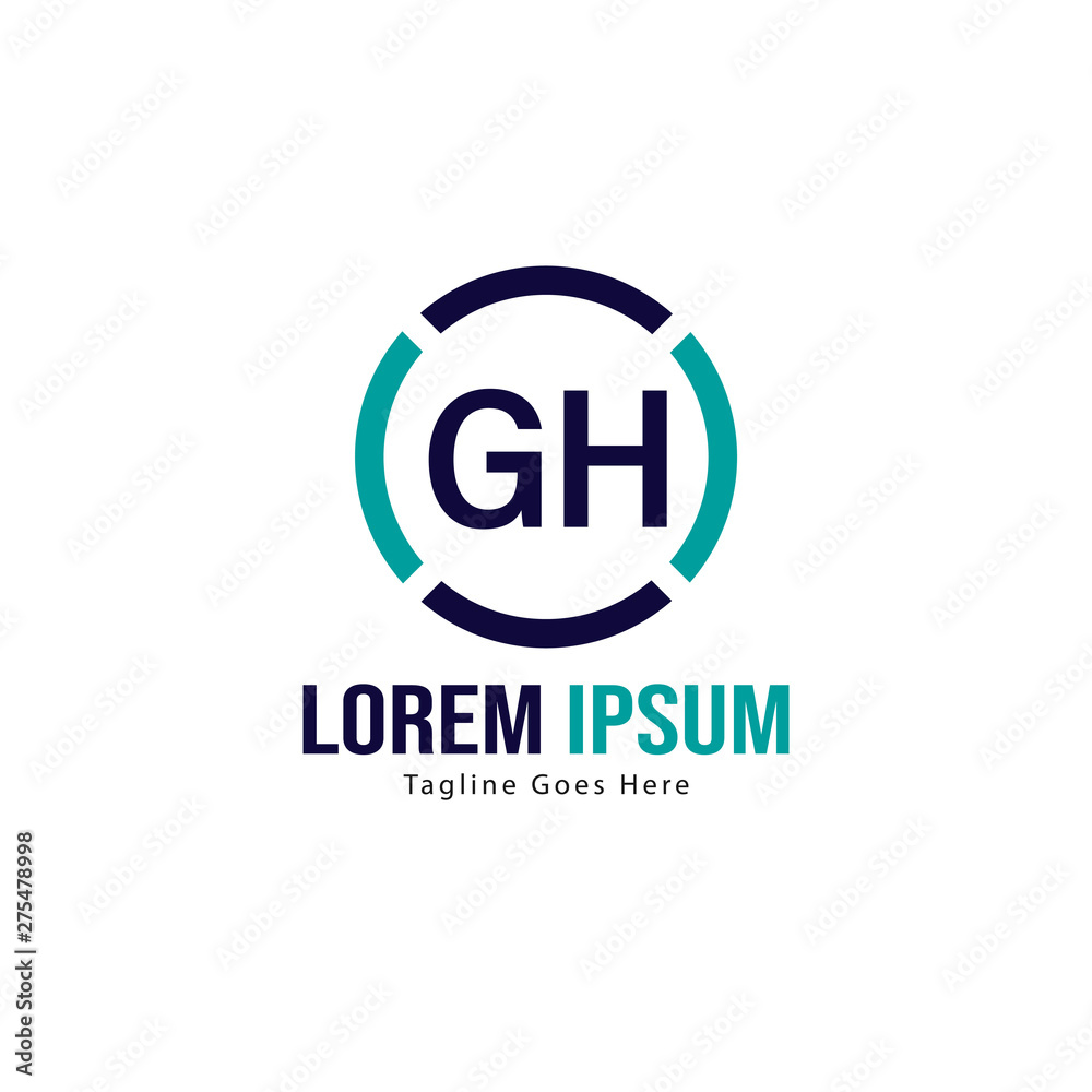 Initial GH logo template with modern frame. Minimalist GH letter logo vector illustration
