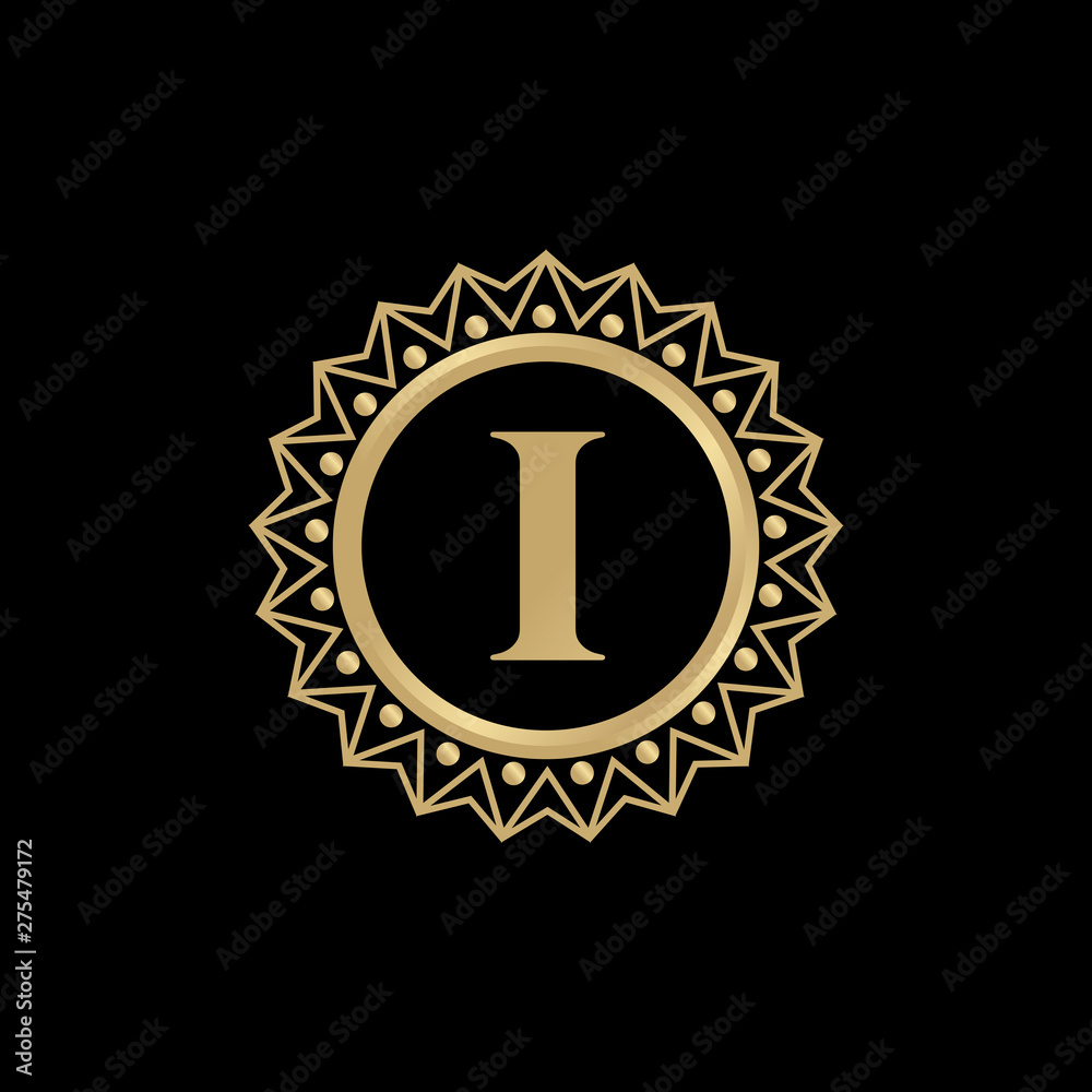 Fototapeta premium Luxury I letter logo design vector template