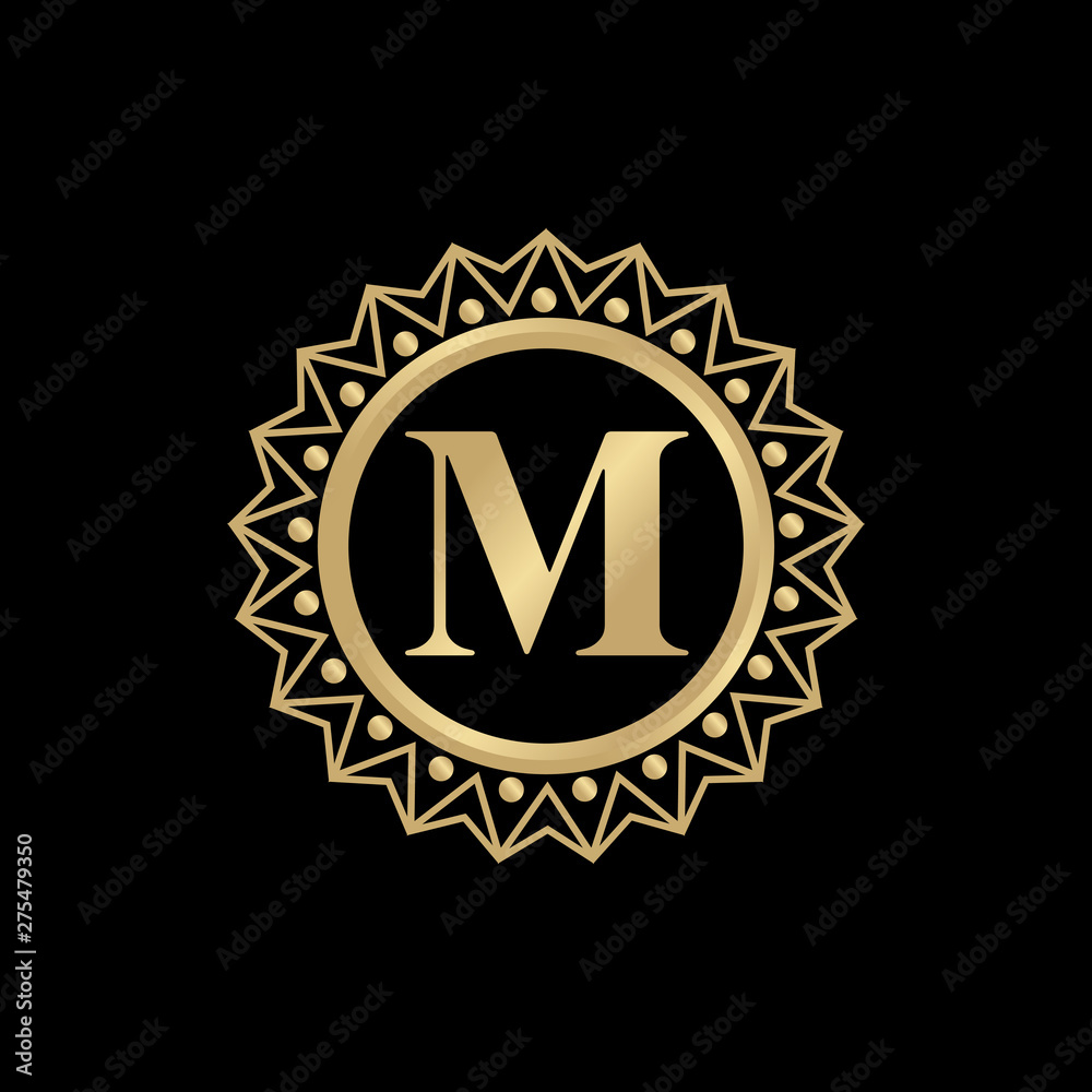 Fototapeta premium Luxury M letter logo design vector template