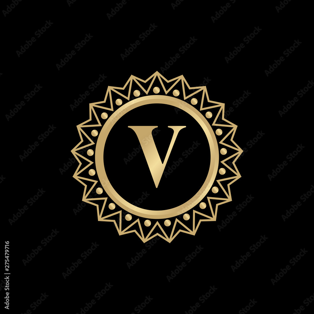 Fototapeta premium Luxury V letter logo design vector template