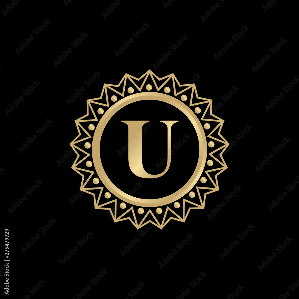 Naklejka premium Luxury U letter logo design vector template