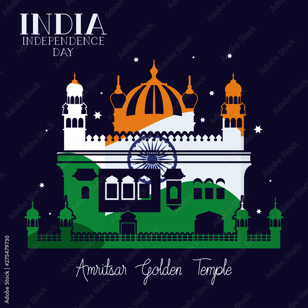 indian amritsar golden temple with flag colors indian amritsar golden temple with flag colors