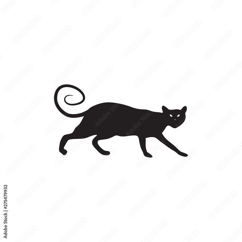 Walking cat logo design vector template