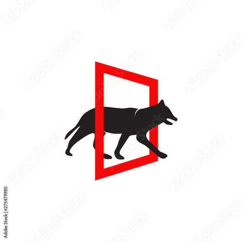 Walking dog logo design vector template photo