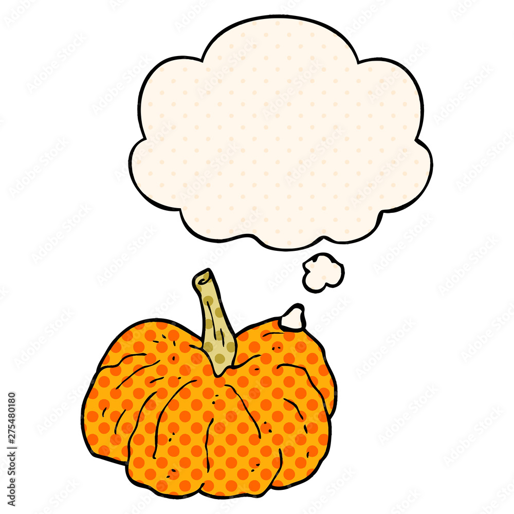 cartoon squash and thought bubble in comic book style cartoon squash and thought bubble in comic book style