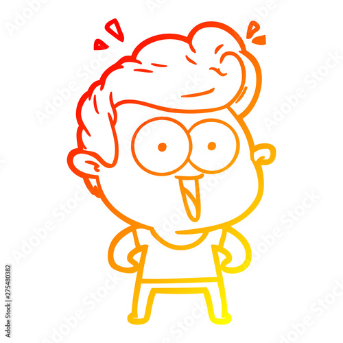warm gradient line drawing cartoon excited man