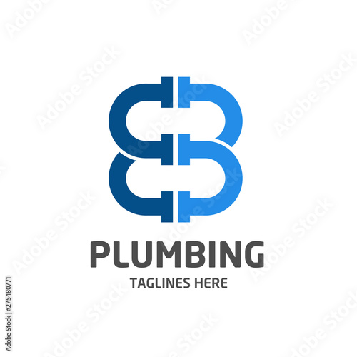 Letter B, EB, plumbing company logo vector concept