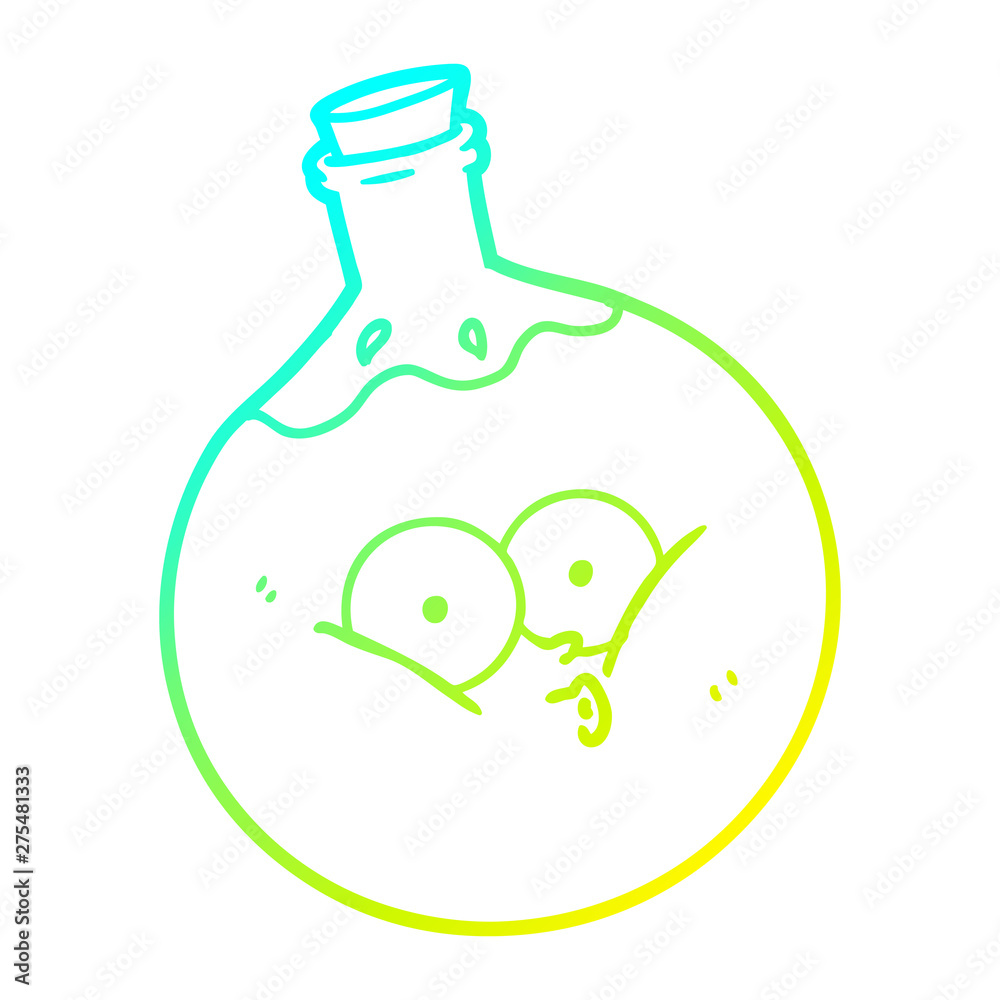 Fototapeta premium cold gradient line drawing cartoon potion
