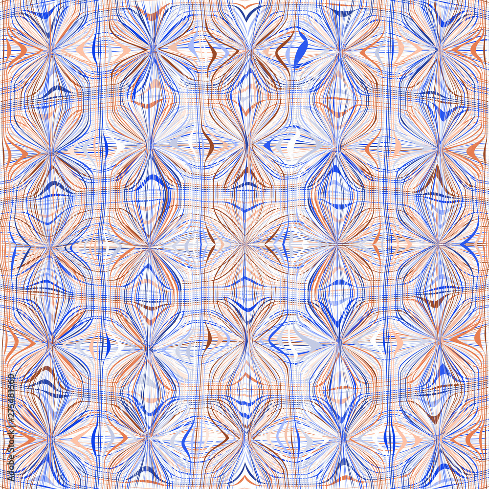 Seamless grunge striped and wavy geometric pattern in blue; orange; white; brown colors Seamless grunge striped and wavy geometric pattern in blue; orange; white; brown colors