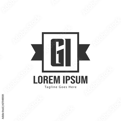 Initial GI logo template with modern frame. Minimalist GI letter logo vector illustration