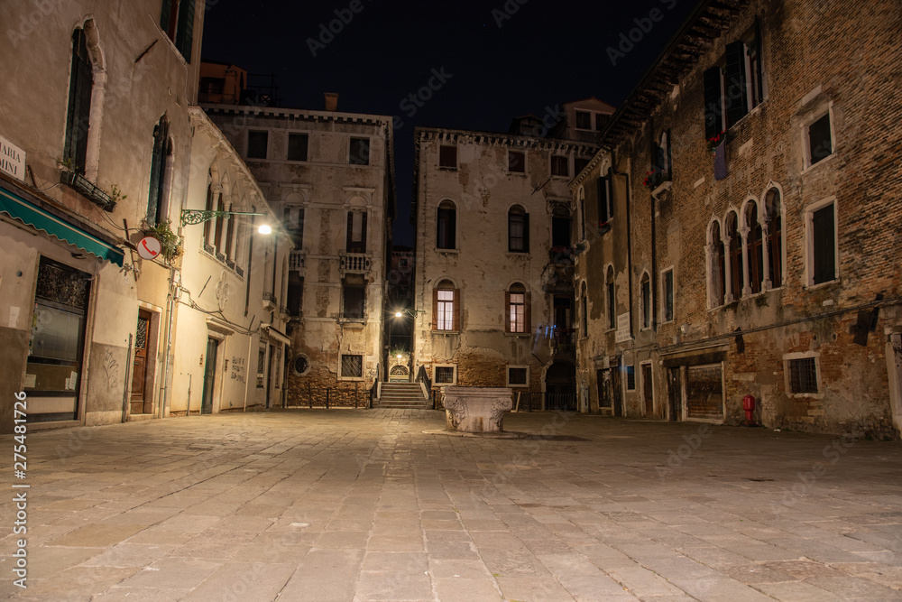 Night photography of the Campo Santa Maria Mater Domini in Venice, Italy. Small 