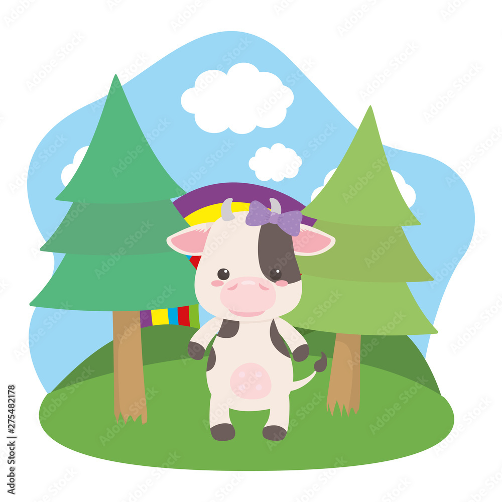 Cow cartoon with bowtie design
