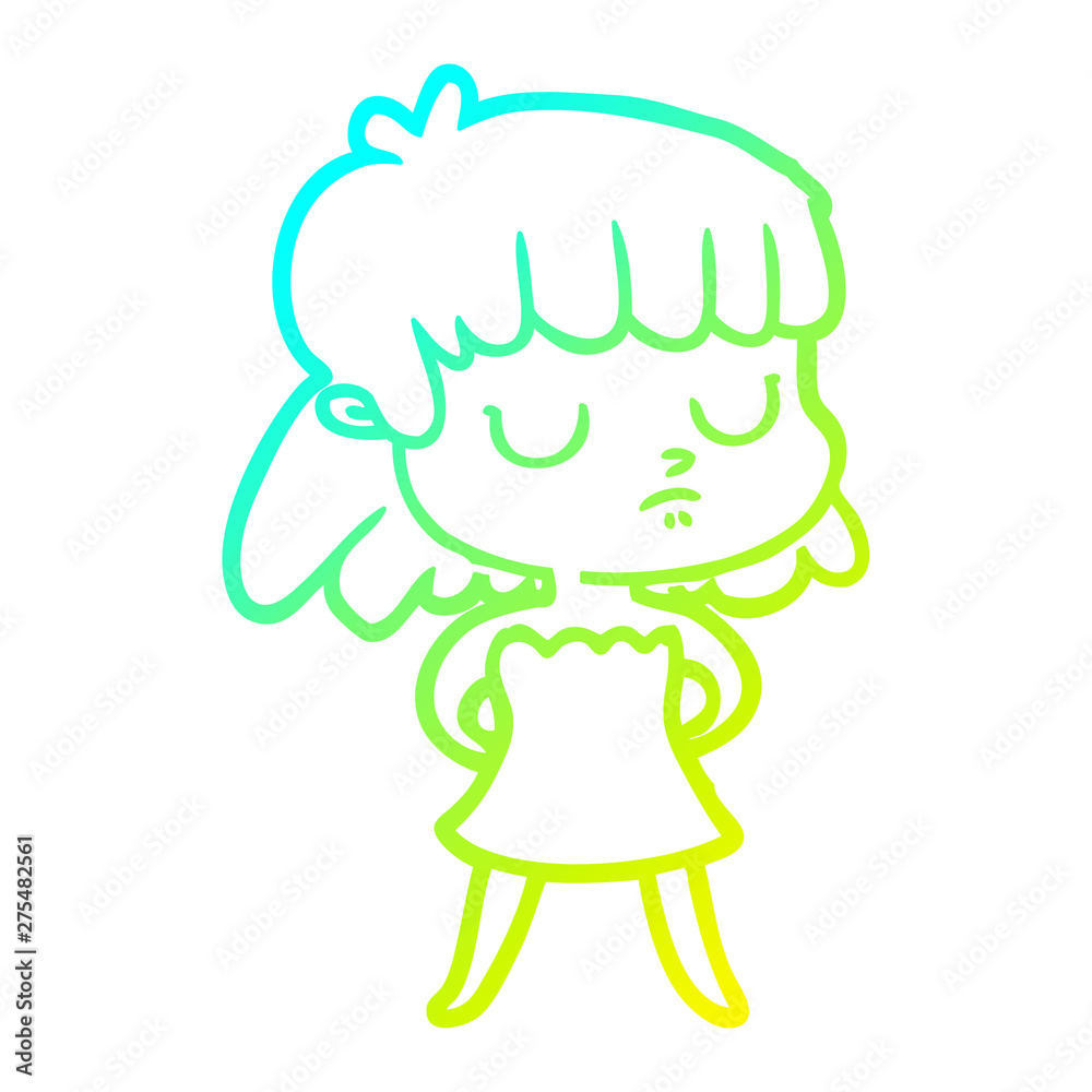 cold gradient line drawing cartoon indifferent woman cold gradient line drawing cartoon indifferent woman