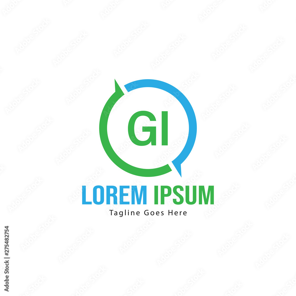 Initial GI logo template with modern frame. Minimalist GI letter logo vector illustration Initial GI logo template with modern frame. Minimalist GI letter logo vector illustration