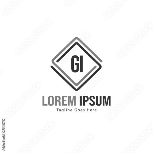 Initial GI logo template with modern frame. Minimalist GI letter logo vector illustration