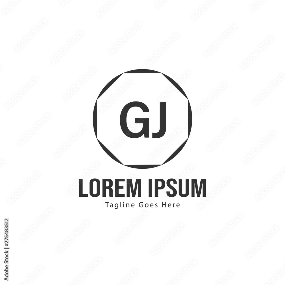 Initial GJ logo template with modern frame. Minimalist GJ letter logo vector illustration