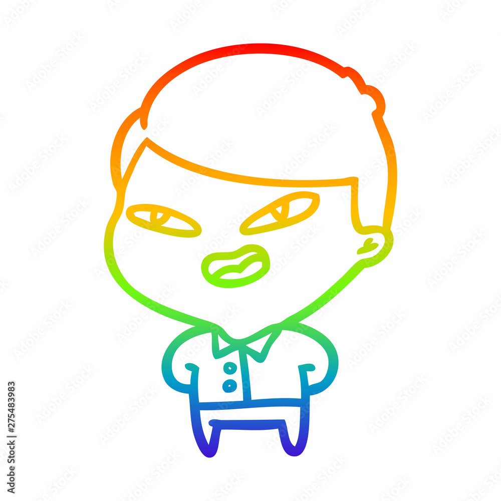 rainbow gradient line drawing happy businessman