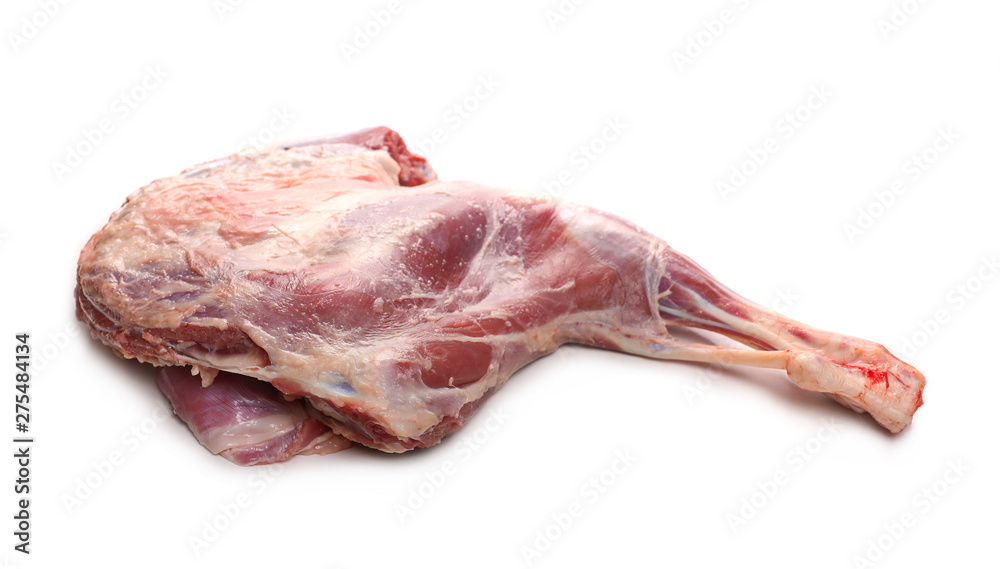 Fresh raw young lamb meat isolated on white background