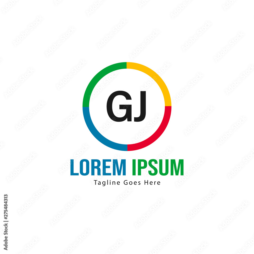 Initial GJ logo template with modern frame. Minimalist GJ letter logo vector illustration