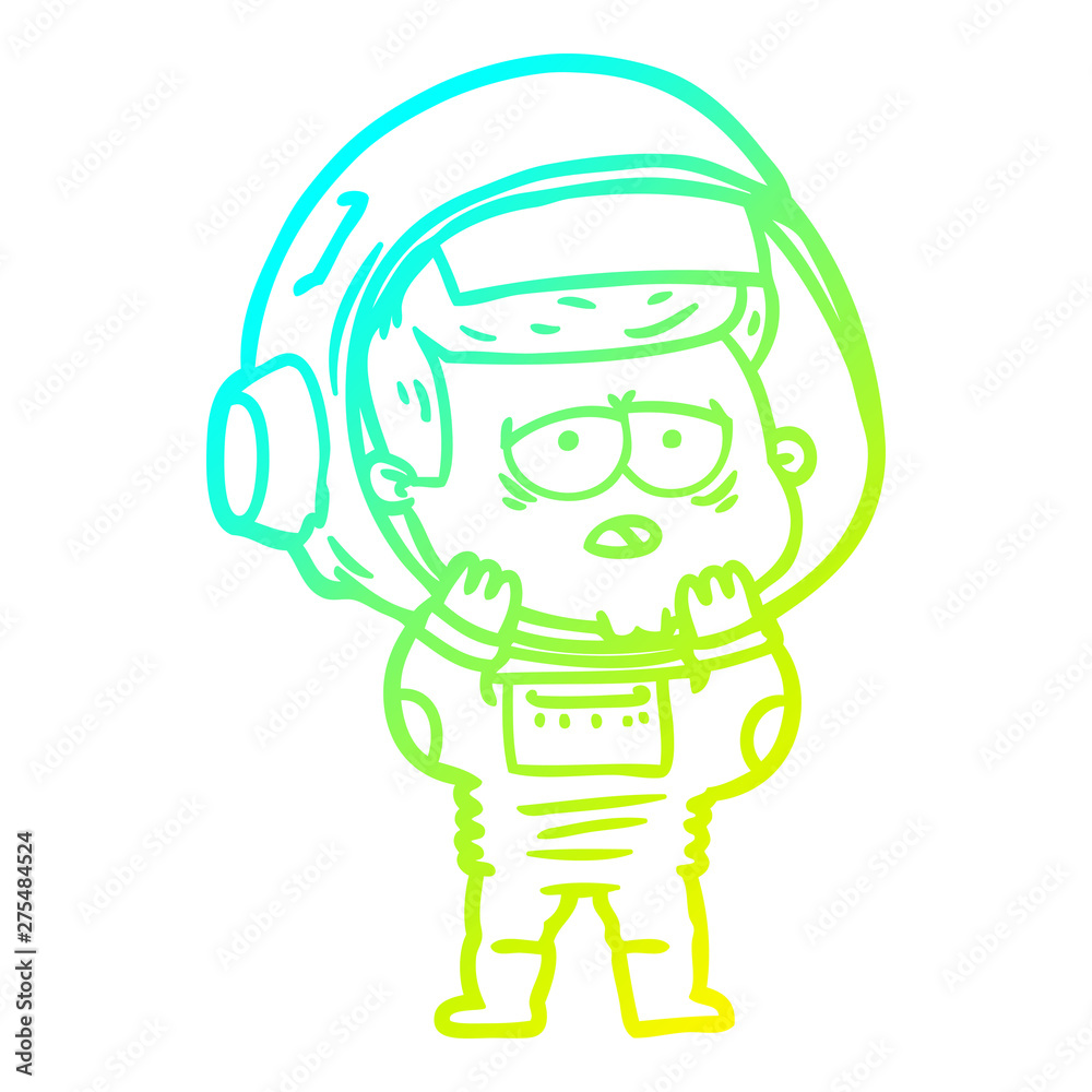 cold gradient line drawing cartoon tired astronaut cold gradient line drawing cartoon tired astronaut
