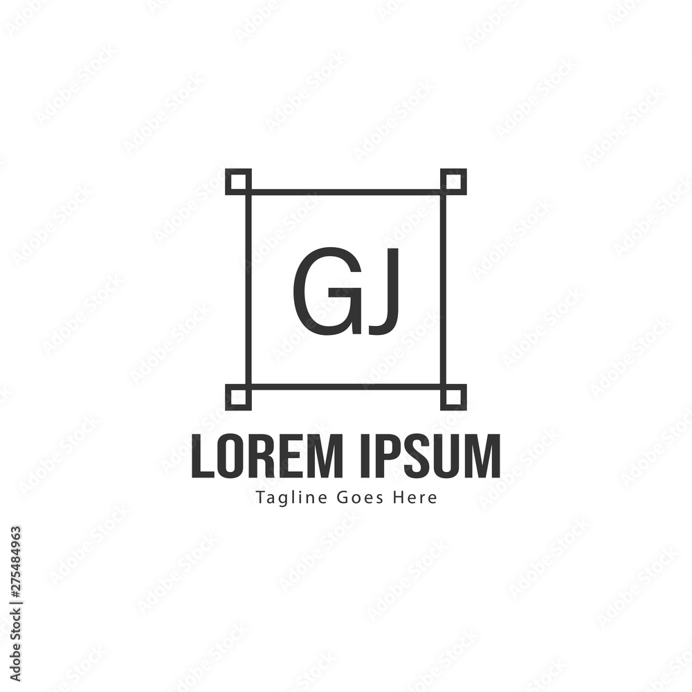 Initial GJ logo template with modern frame. Minimalist GJ letter logo vector illustration