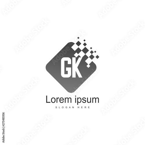 Initial GK logo template with modern frame. Minimalist GK letter logo vector illustration