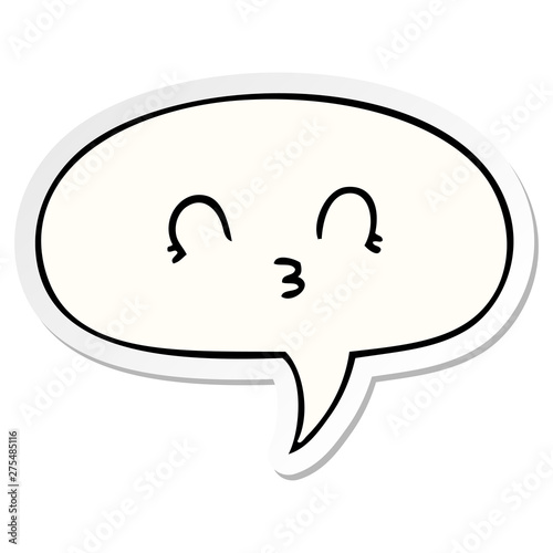 happy cartoon face and speech bubble sticker