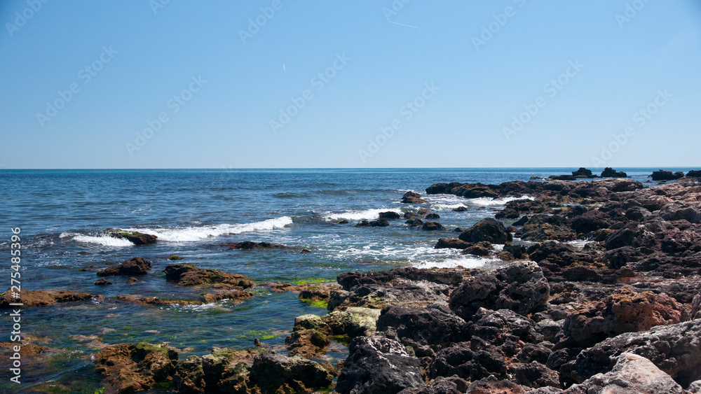 Rocks, waves, ocean and stones