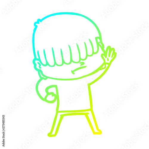 cold gradient line drawing cartoon boy with untidy hair © lineartestpilot