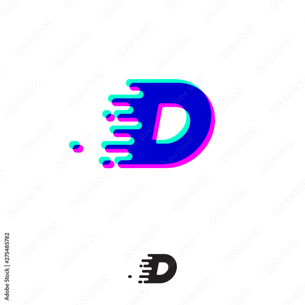 D monogram with stereo effect. D letter with movement and shift. Dynamic logo. Velocity or delivery icon. D monogram with stereo effect. D letter with movement and shift. Dynamic logo. Velocity or delivery icon.
