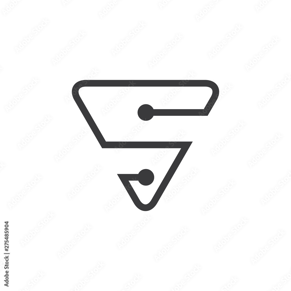 letter s triangle linked dots logo vector letter s triangle linked dots logo vector