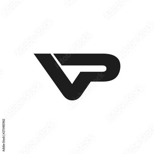 letter vp simple linked geometric logo vector