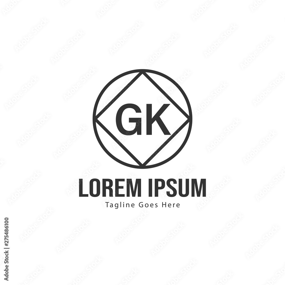 Initial GK logo template with modern frame. Minimalist GK letter logo vector illustration Initial GK logo template with modern frame. Minimalist GK letter logo vector illustration