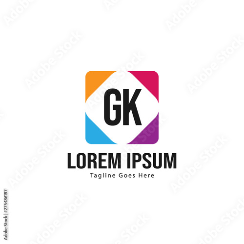 Initial GK logo template with modern frame. Minimalist GK letter logo vector illustration