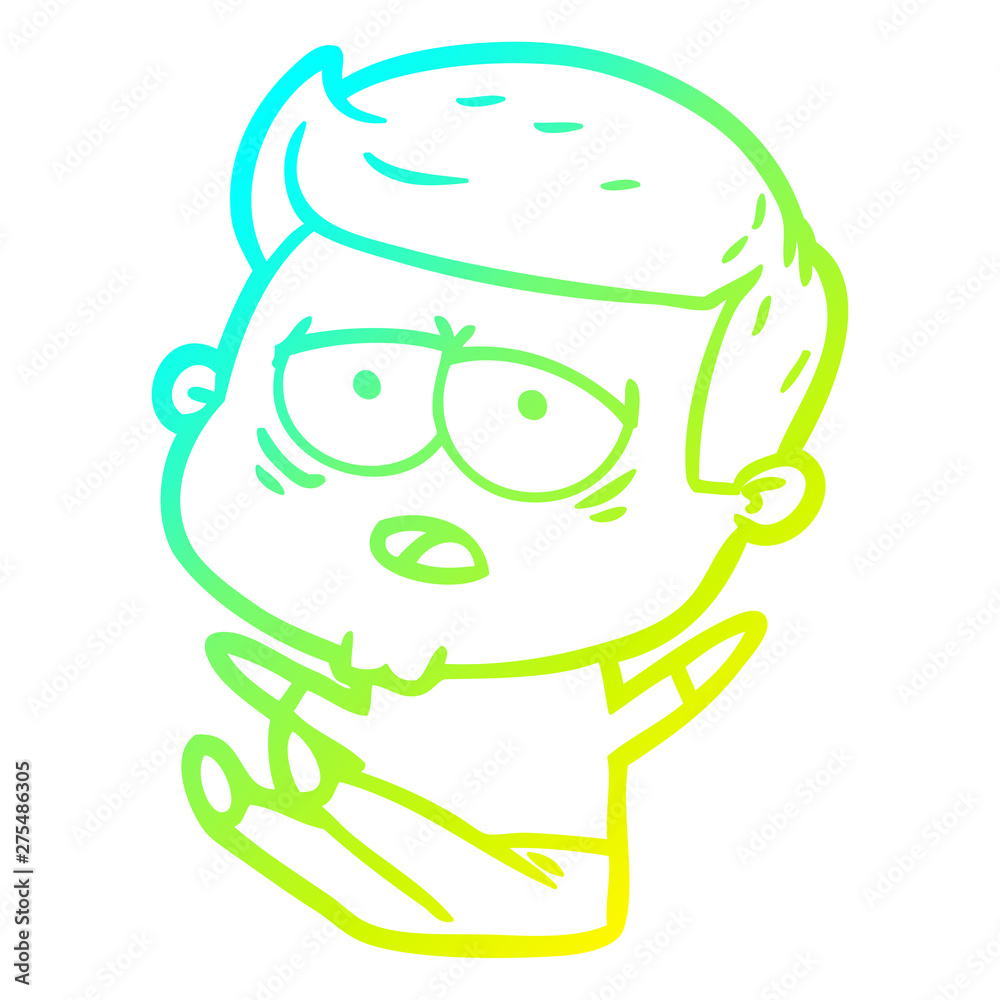 cold gradient line drawing cartoon tired man cold gradient line drawing cartoon tired man