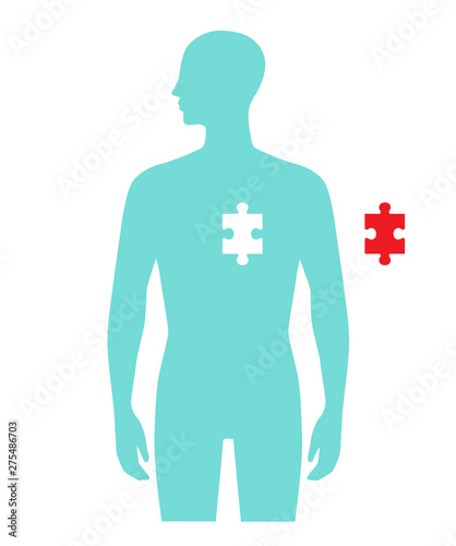Jigsaw puzzle in human form and heart