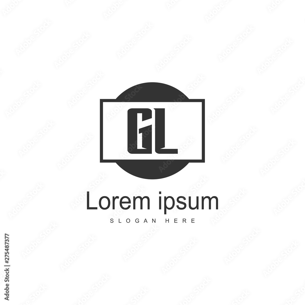 Initial GL logo template with modern frame. Minimalist GL letter logo vector illustration