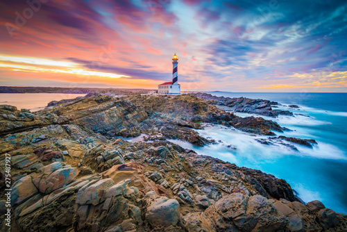 Favaritx Lighthouse in Minorca  Spain.