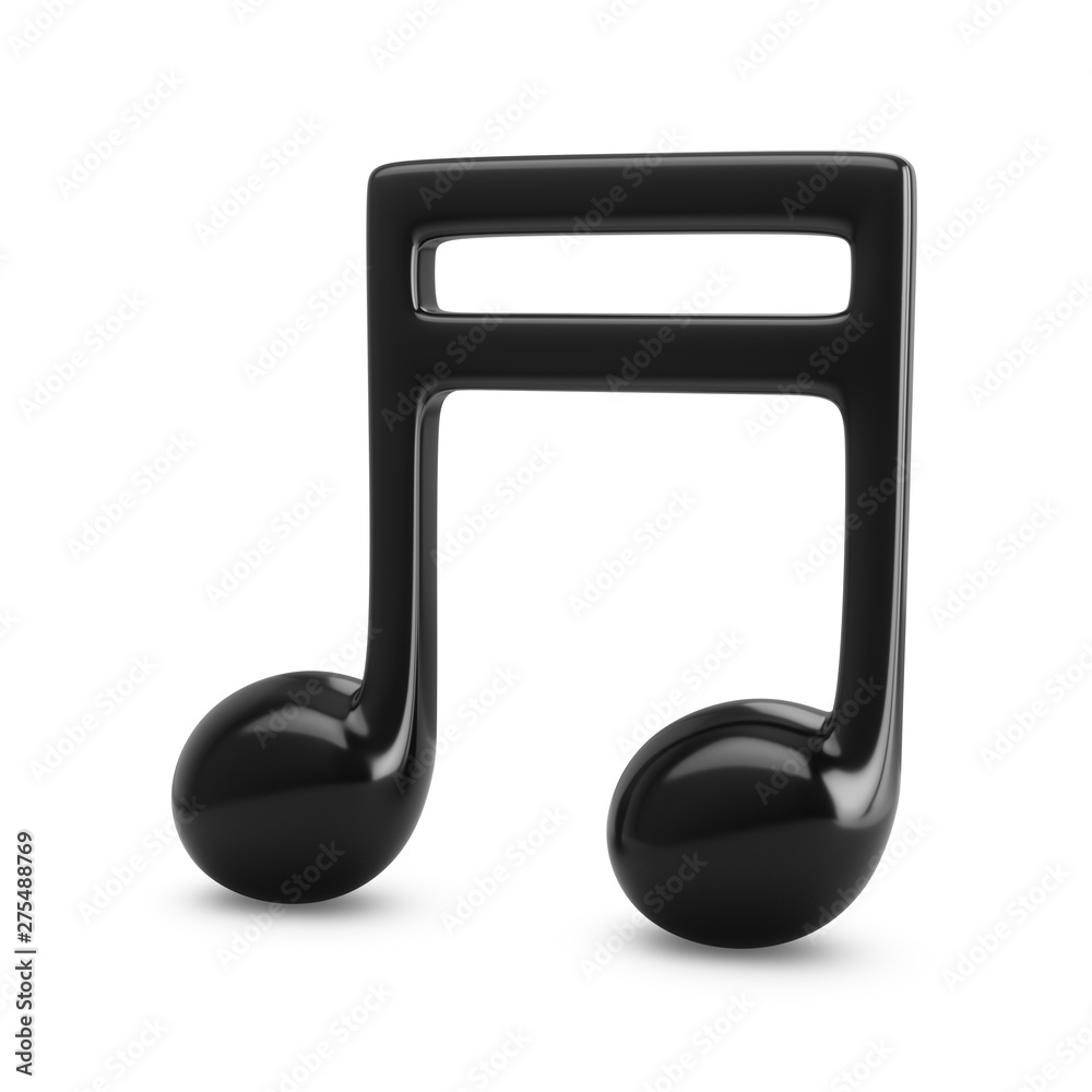 3d Rendering Black Music Note isolated on white background 3d Rendering Black Music Note isolated on white background