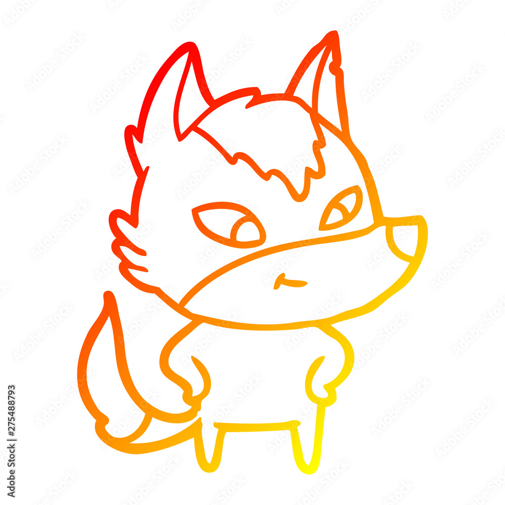warm gradient line drawing friendly cartoon wolf warm gradient line drawing friendly cartoon wolf