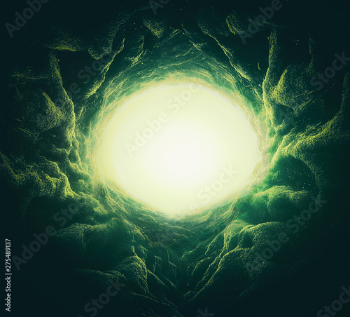 scary background of underground hole with root textures photo