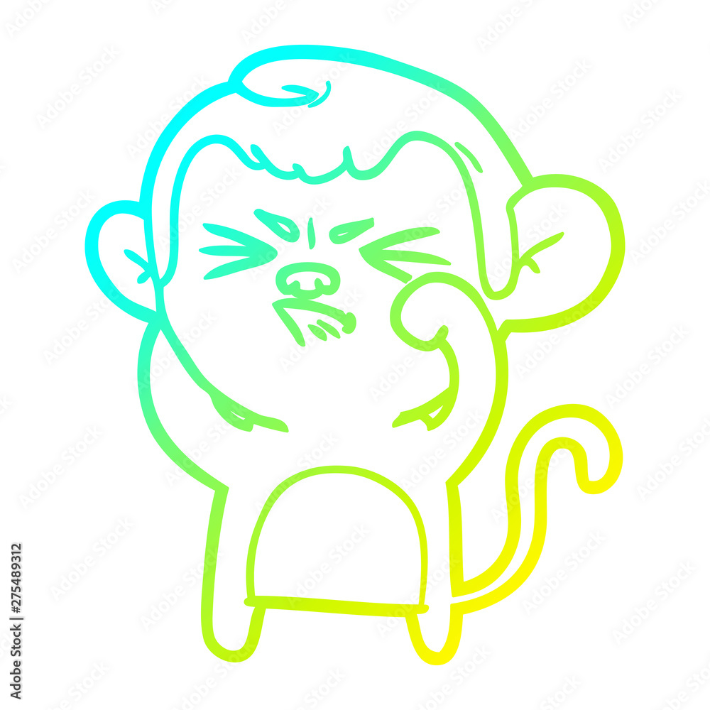 cold gradient line drawing cartoon angry monkey cold gradient line drawing cartoon angry monkey