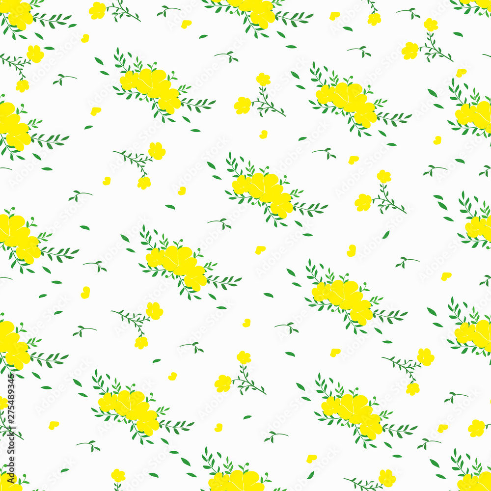 Seamless pattern evening primrose flower design for background, wallpaper, clothing, wrapping, fabric